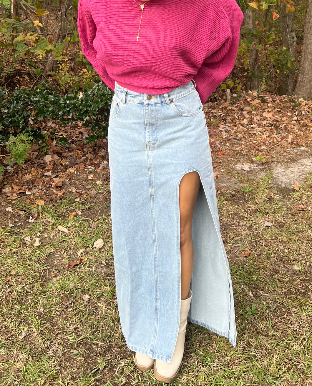 Denim split skirt